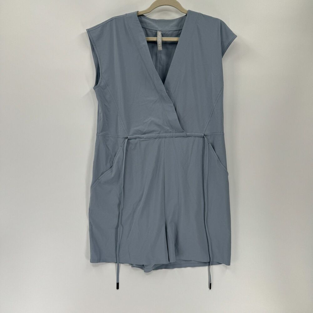 Athleta Medium Light Blue Marlow Romper lightweight V Neck Coastal